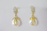 14K Gold, Pearl , Crystal, Diamond Bridal Earrings, Statement Earrings, Drop Earrings, Bridal Jewelry, wedding Earring.