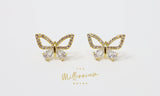 14k Gold plated CZ Butterfly Stud Earrings, Dainty Stud, Statement Earrings.