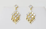 14K Gold plated, Geometrical Crystal, Diamond Bridal Earrings, Statement Earrings, Bridesmaid Earrings, Bridal Jewelry, wedding Earring.