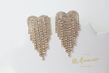 Crystal Chandelier Gold Heart earrings, Long Tessal Bridal Jewelry Bridal Earrings Crystal Bridal Earrings Statement earrings Cz