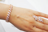 Crystal, Diamond Wine Leaves Wedding Bracelet, Bridal Bracelet, cz Bracelet, Cubic Zirconia Bracelet, Bridal jewelry, Wedding Accessories