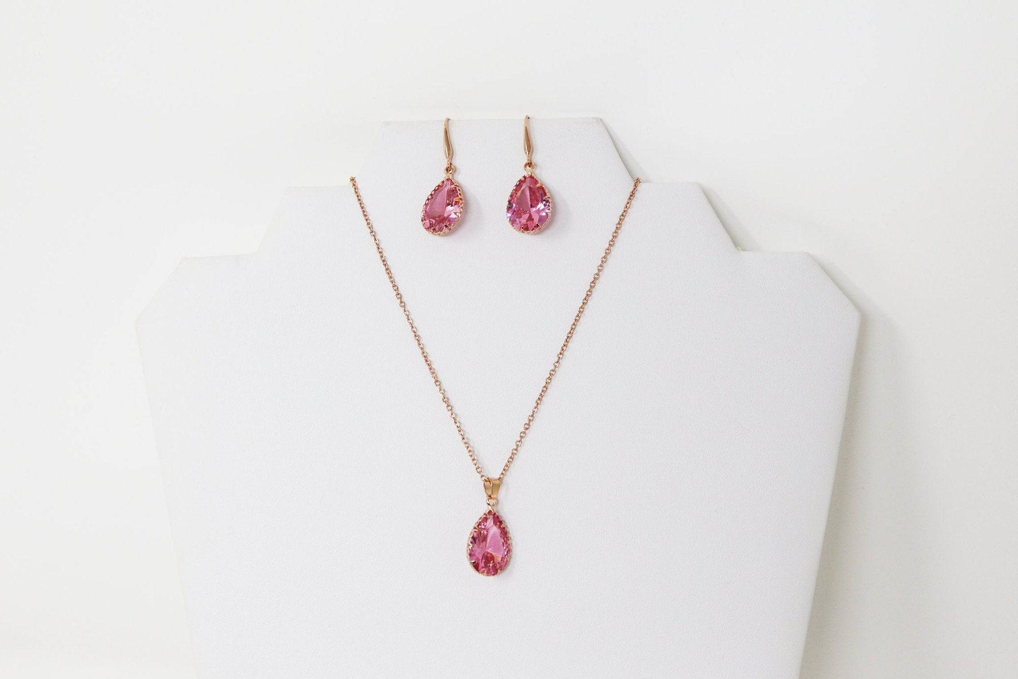 Cubic Zirconia Diamond/ Crystal Drop set, Long Bridal Jewelry, Bridal Earrings And Necklace, Crystal Bridal Earrings, Statement Earrings Cz