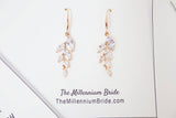 Cubic Zirconia Diamond/ Crystal Leaves, Long Bridal Jewelry, Bridal Earrings And Necklace, Crystal Bridal Earrings, Statement Earrings Cz