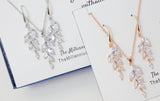 Cubic Zirconia Diamond/ Crystal Leaves, Long Bridal Jewelry, Bridal Earrings And Necklace, Crystal Bridal Earrings, Statement Earrings Cz