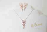 Cubic Zirconia Diamond/ Crystal Leaves, Long Bridal Jewelry, Bridal Earrings And Necklace, Crystal Bridal Earrings, Statement Earrings Cz