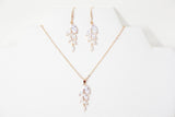 Cubic Zirconia Diamond/ Crystal Leaves, Long Bridal Jewelry, Bridal Earrings And Necklace, Crystal Bridal Earrings, Statement Earrings Cz