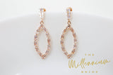 Cubic Zirconia Diamond Leaf Drop Earrings, Long Bridal Jewelry, Bridal Earrings, Crystal Bridal Earrings, Statement Earrings Cz