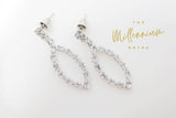 Cubic Zirconia Diamond Leaf Drop Earrings, Long Bridal Jewelry, Bridal Earrings, Crystal Bridal Earrings, Statement Earrings Cz