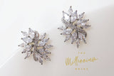 Cubic Zirconia Diamond Leaves stud Earrings, Bridal Jewelry, Bridal Stud Earrings, Crystal Bridal Earrings, Statement Earrings Cz