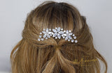Cubic Zirconia, Diamond Singing Flowers Vine Leaves Bridal Hair Comb, Bridal Hair Accessories, Wedding Hair Accessory, Bridal Hair Comb.