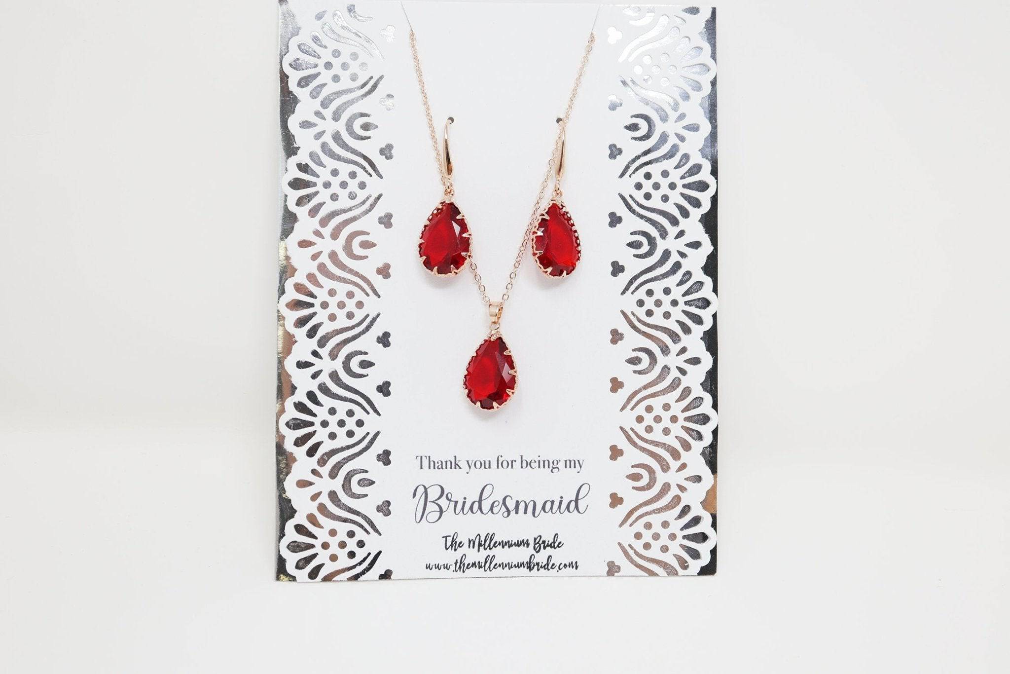 Cubic Zirconia Diamond Water Drop Crystal Necklace, Bridesmaid Jewelry, Bridesmaid Earrings Necklace, Maid Of Honor, Mother Of Groom.