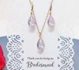 Cubic Zirconia Diamond Water Drop Crystal Necklace, Bridesmaid Jewelry, Bridesmaid Earrings Necklace, Maid Of Honor, Mother Of Groom.