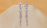 Cubic Zirconia Flower Crystal/Diamond Earrings, Long Bridal Jewelry, Bridal Earrings, Crystal Bridal Earrings, Statement Earrings Cz