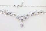 Cubic Zirconia Minimalist Diamond/Crystal Necklace, Bridal Necklace Set, Bridal Jewelry, Statement Necklace