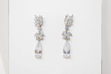 Cuboc Zirconia Leaf Drop Crystal/Diamond Earrings, Long Bridal Jewelry, Bridal Earrings, Crystal Bridal Earrings, Statement Earrings Cz