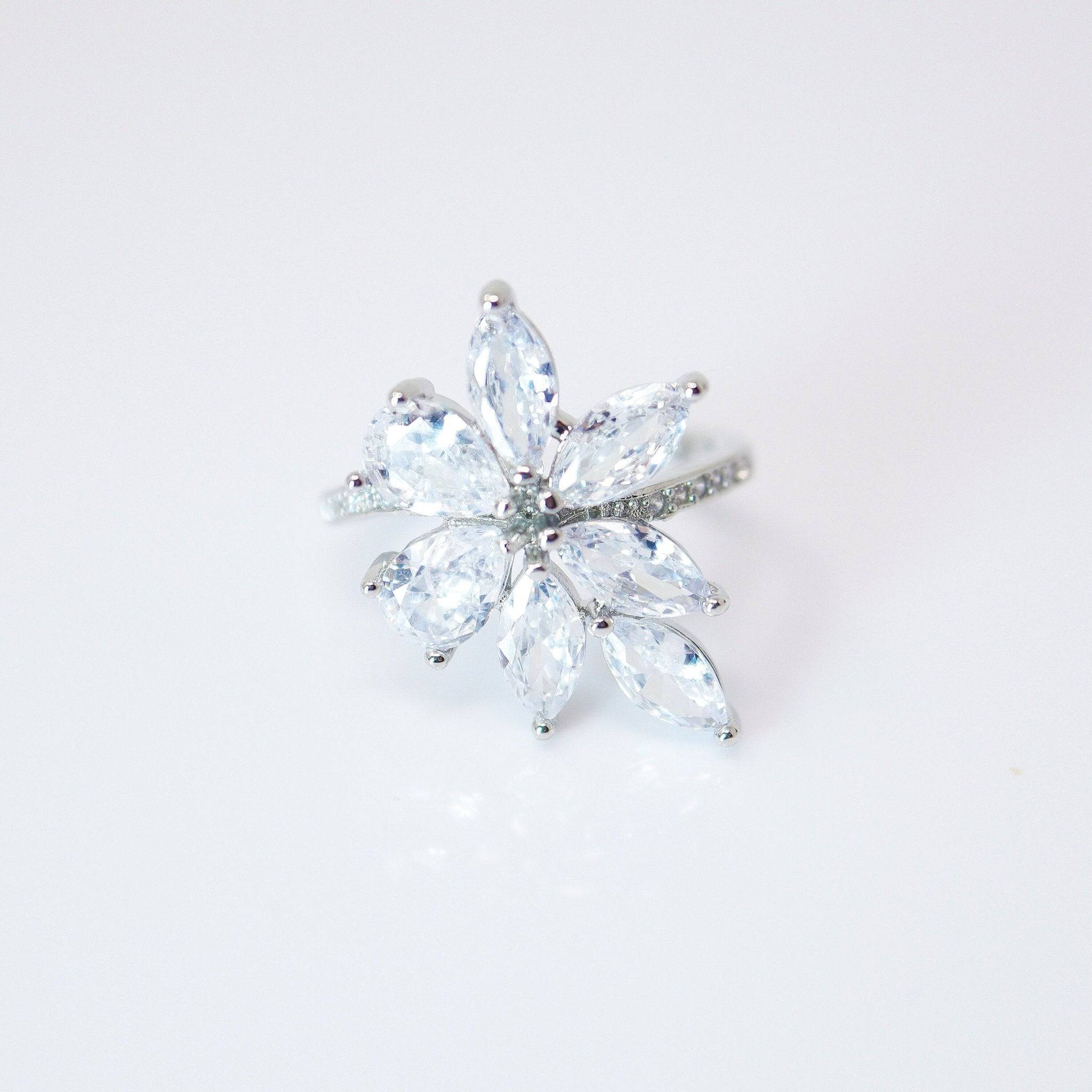 CZ Bunch Of Leaves Proposal Ring, Statement Ring, Engagement Ring.