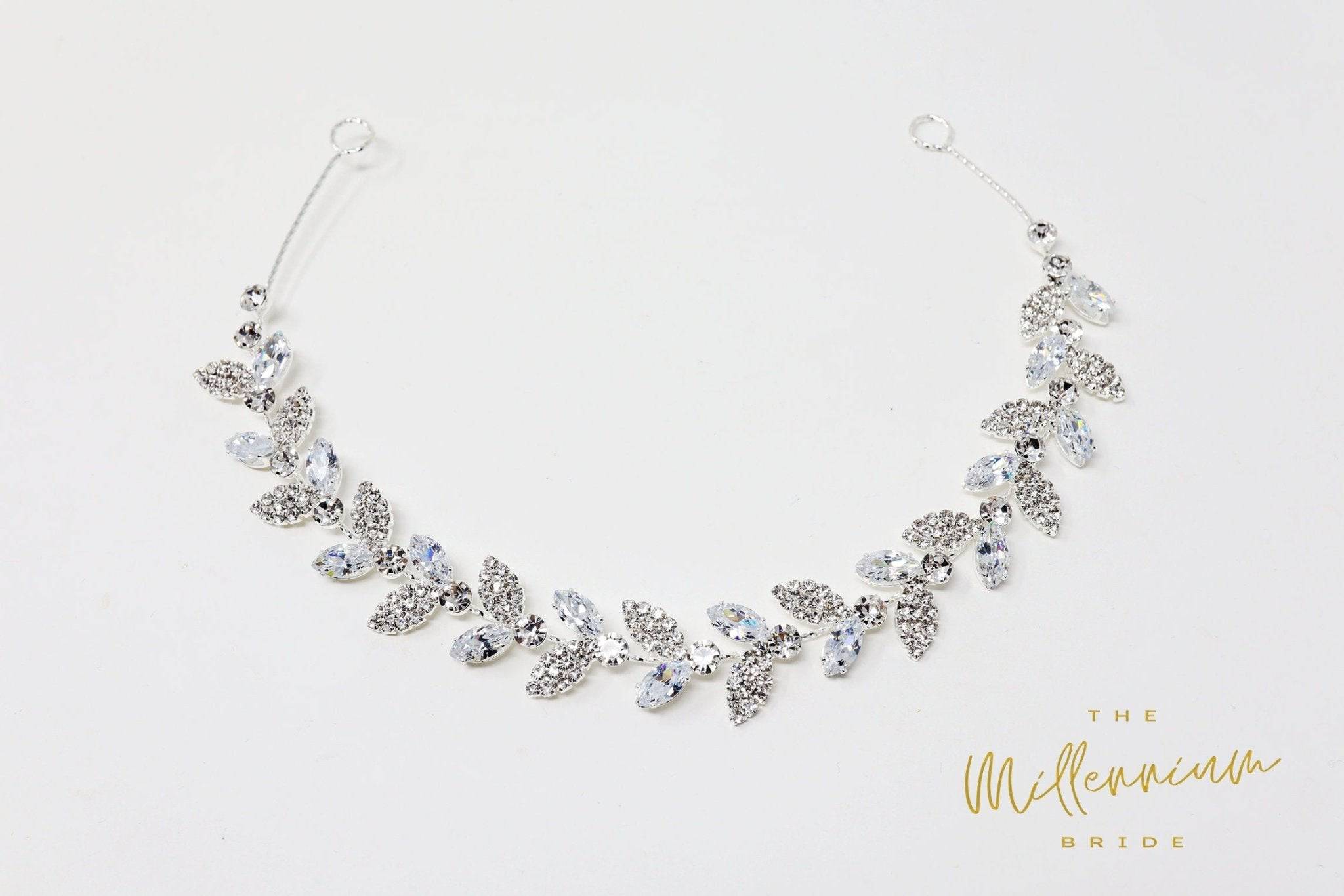 CZ Dainty Vine Leaves Crystal Hair Vine Headband, Bridal Hair Vine, Delicate Headband, Hair accessories.