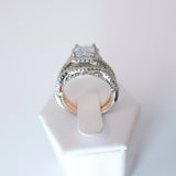 CZ Moonlight On A Bridge Proposal Ring, Statement Ring, Engagement Ring, Two Ring Set.