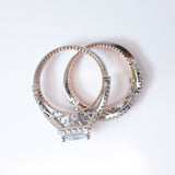 CZ Moonlight On A Bridge Proposal Ring, Statement Ring, Engagement Ring, Two Ring Set.