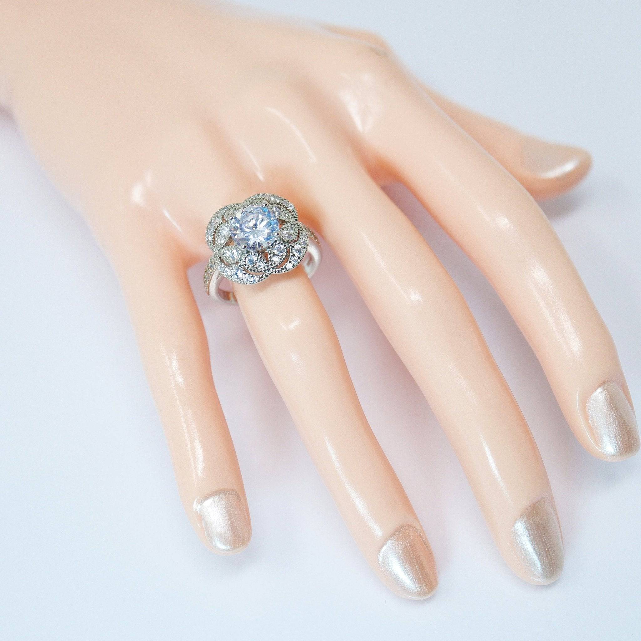 CZ Princess's smile Proposal Ring, Statement Ring, Engagement Ring, Two Ring Set, Promise Ring For a Friend, Friendship ring.