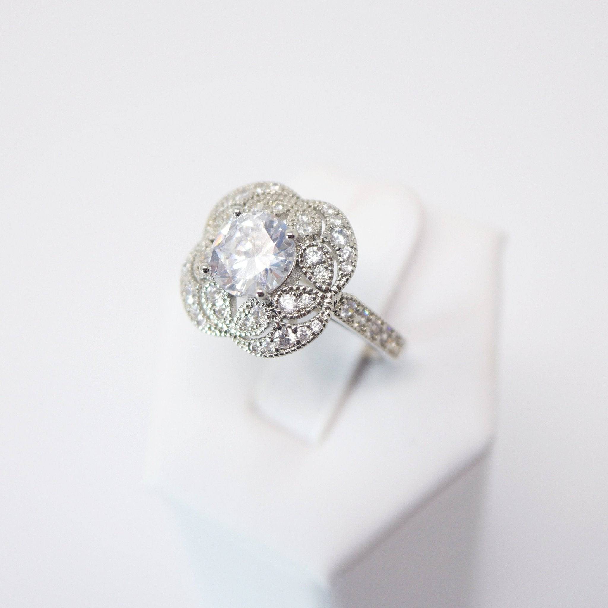CZ Princess's smile Proposal Ring, Statement Ring, Engagement Ring, Two Ring Set, Promise Ring For a Friend, Friendship ring.