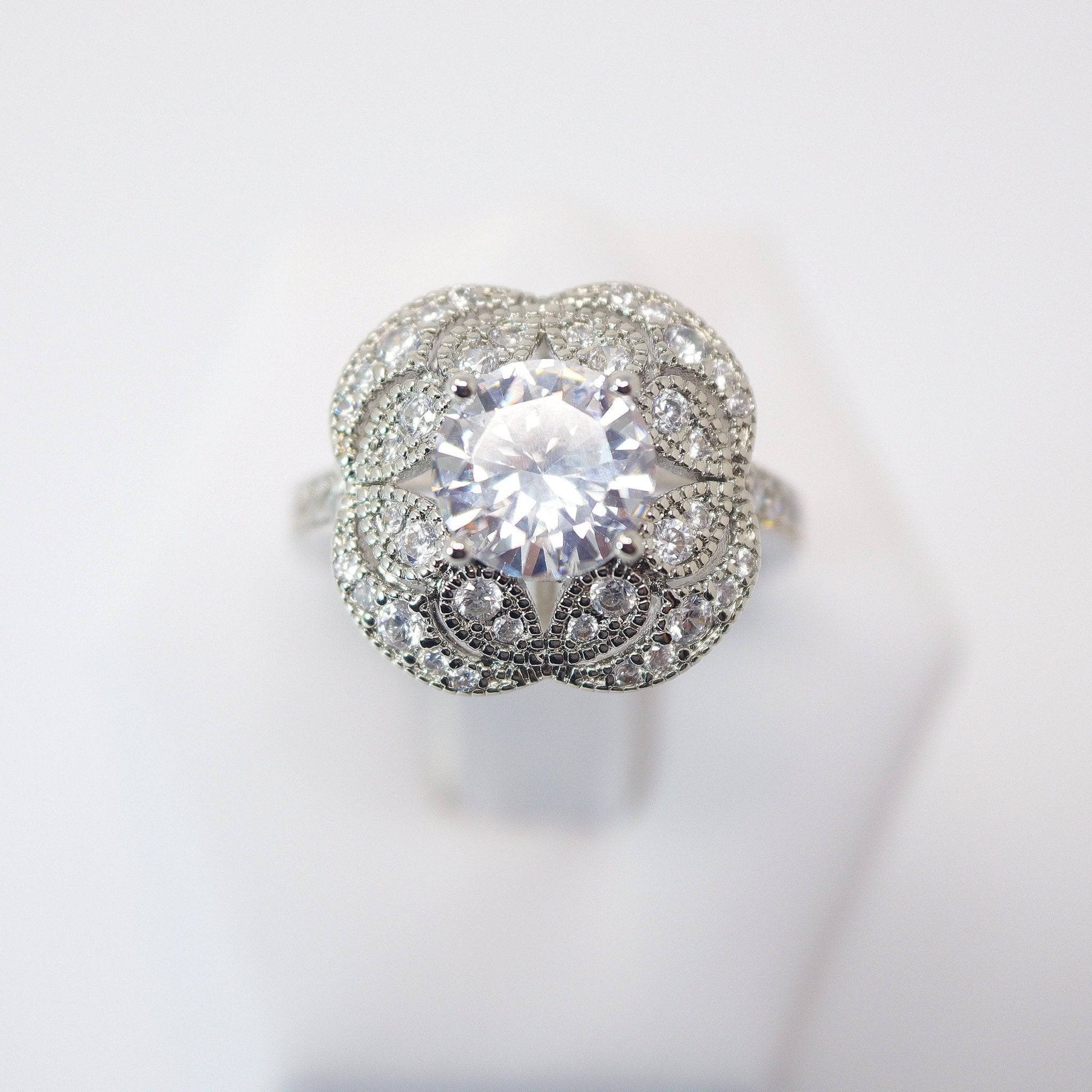 CZ Princess's smile Proposal Ring, Statement Ring, Engagement Ring, Two Ring Set, Promise Ring For a Friend, Friendship ring.