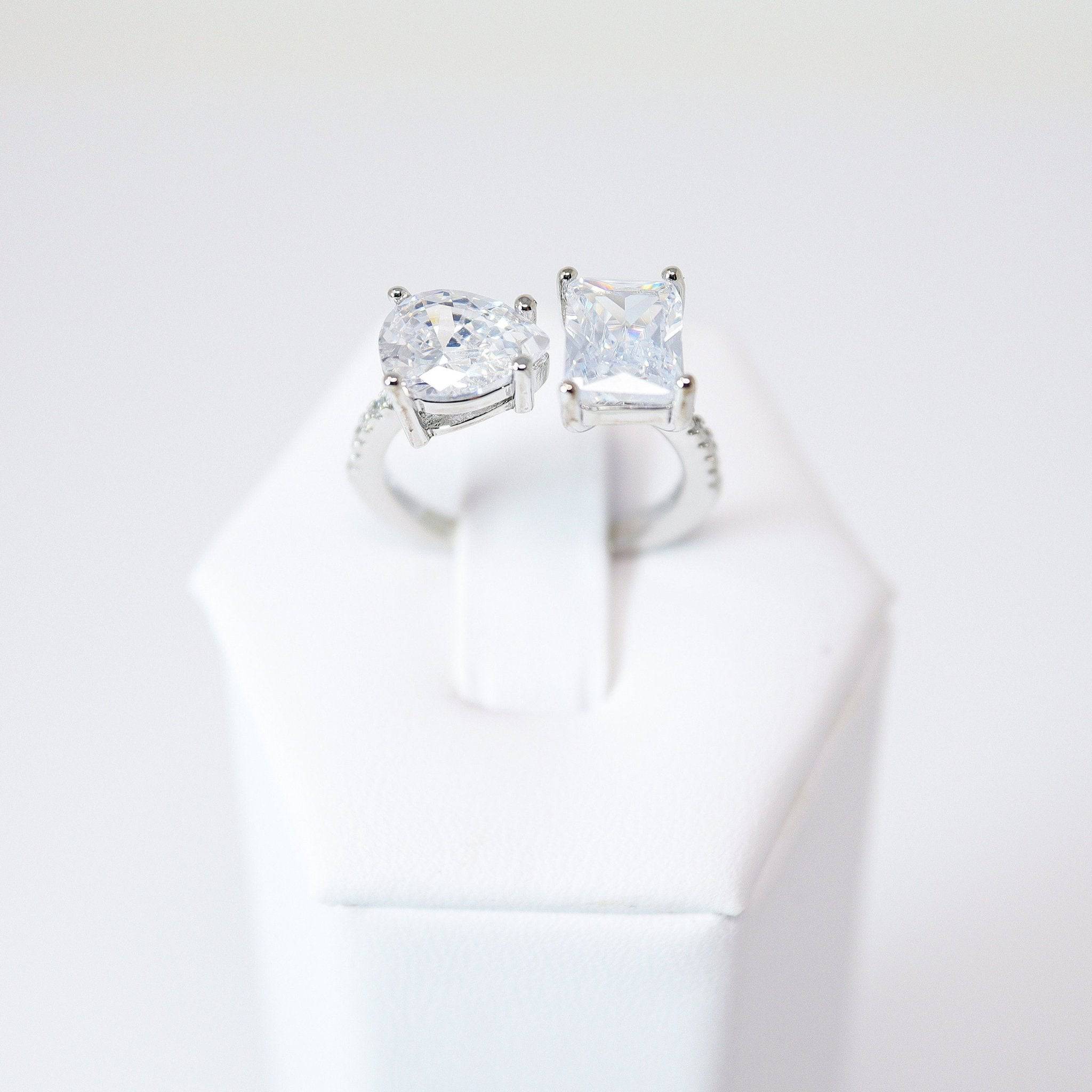 CZ Teardrop In The Ocean Proposal Ring, Statement Ring, Engagement Ring.