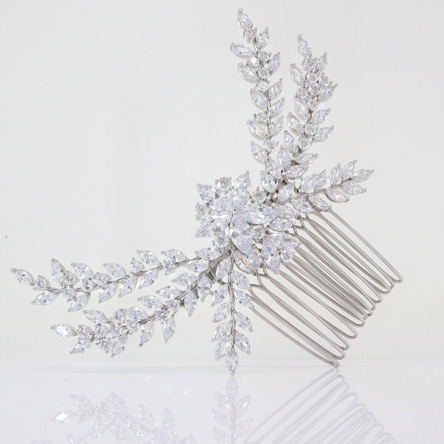 Diamond Floral Vine Leaves Bridal Hair Comb, Bridal Hair Piece, Bridal Hair Accessories, Wedding Hair Accessory, Bridal Hair Comb.