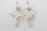 Swarovski opal Flower Petals Crystal, Rhinestone Earrings, Long Bridal Jewelry Bridal Earrings Crystal Bridal Earrings Statement Earrings Cz