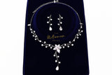 Swarovski Crystal Flower Vine Leaves Necklace, Long Bridal Jewelry, Bridal Earrings And Necklace, Statement Earrings Cz Necklace Set.