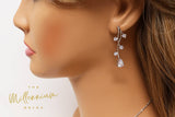 Swarovski Crystal Flower Vine Leaves Necklace, Long Bridal Jewelry, Bridal Earrings And Necklace, Statement Earrings Cz Necklace Set.
