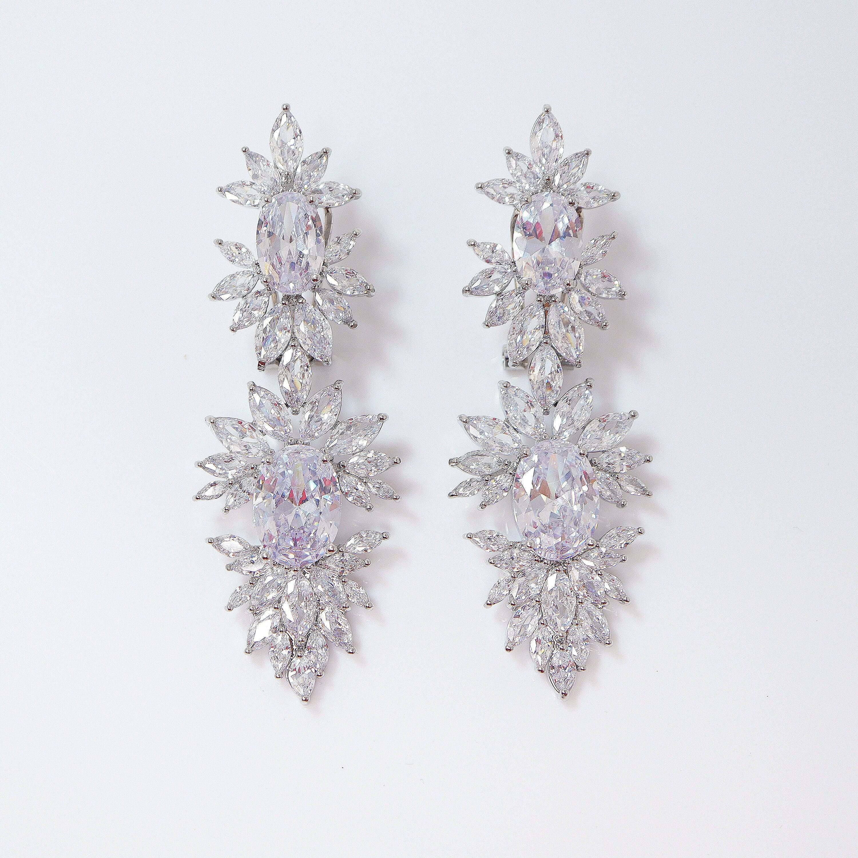 Cubic Zirconia CZ long Chandelier Drop, Dangle Crystal, Diamond Earring, Long Bridal Jewelry, Crystal Bridal Earrings, Statement Earrings Cz