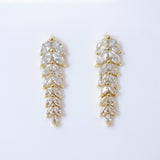 Cubic Zirconia Leaves Crystal/Diamond Earrings, Long Bridal Jewelry, Bridal Earrings, Crystal Bridal Earrings, Statement Earrings Cz