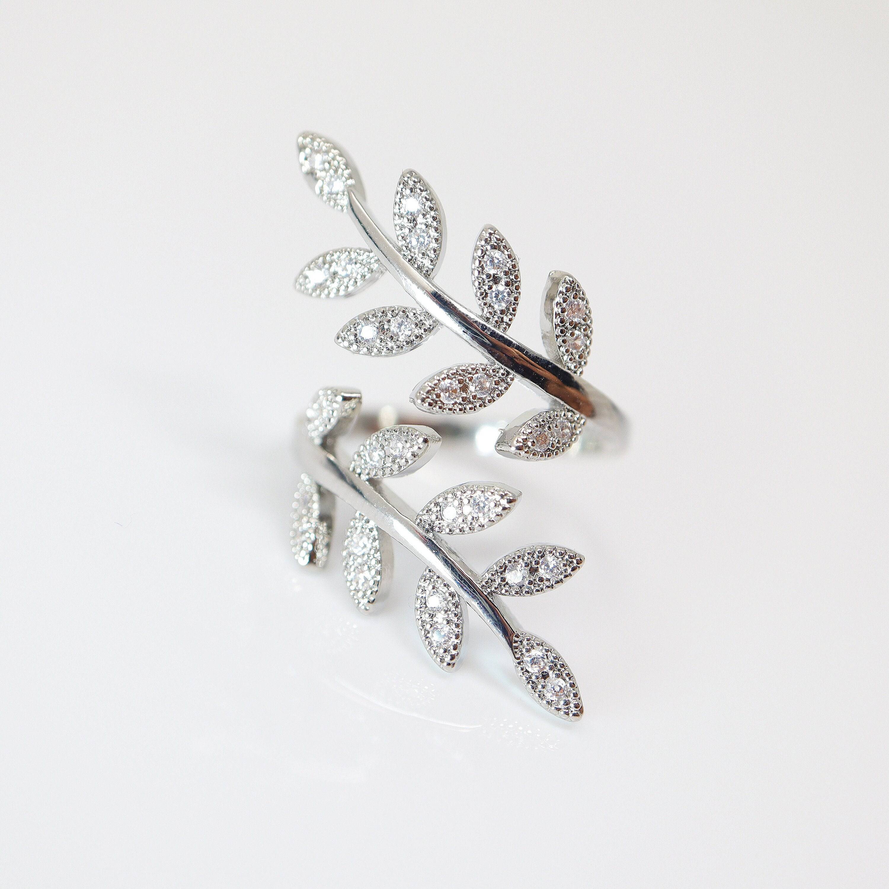 CZ Enchanted Vine Leaves Proposal Ring, Statement Ring, Engagement Ring, Promise Ring For a Friend, Friendship ring.