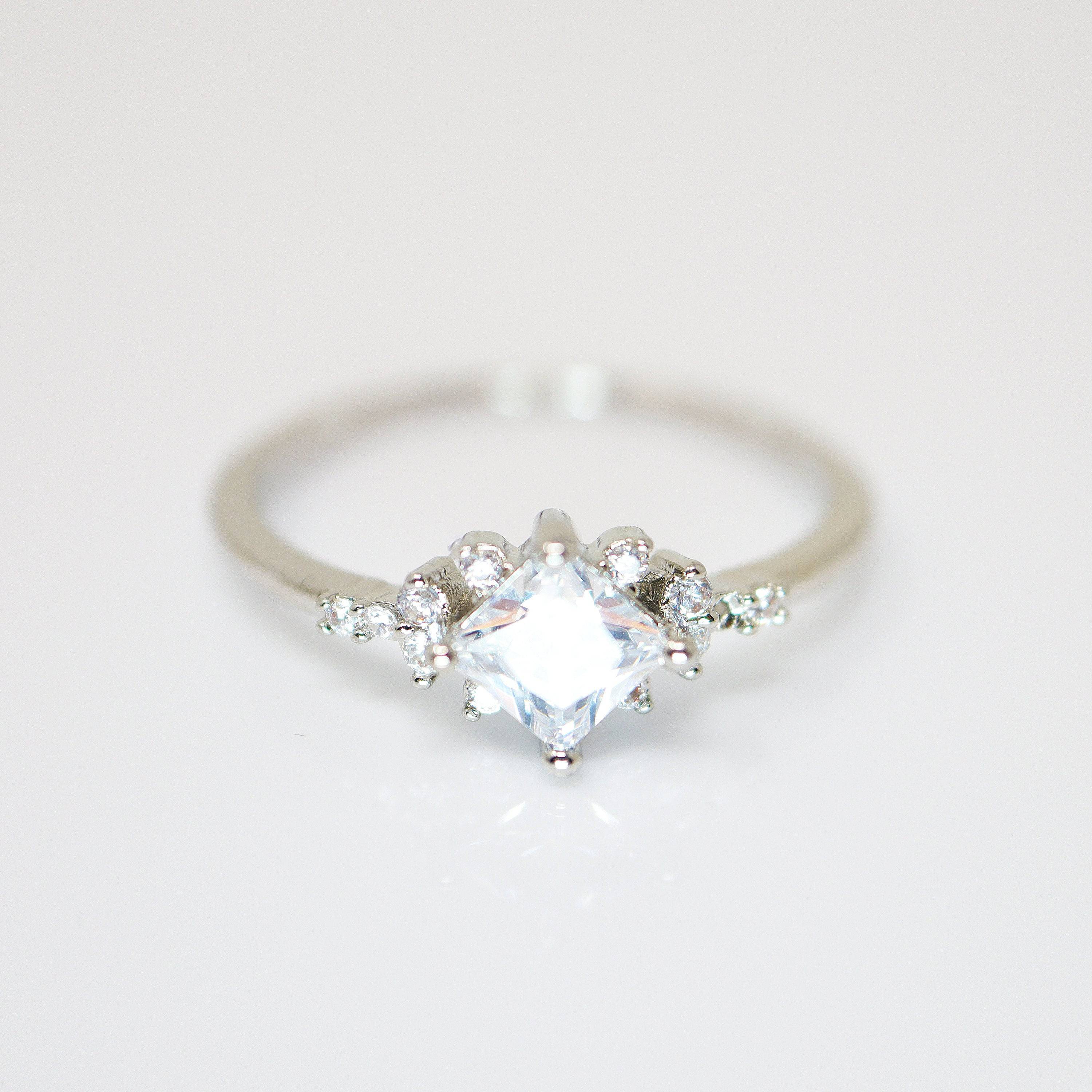 CZ Dainty Proposal Ring, Statement Ring, Engagement Ring, Two Ring Set, Promise Ring For a Friend, Friendship ring.