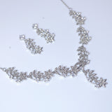 Swarovski Dancing Floral Vine Leaves Necklace, Long Bridal Jewelry, Bridal Earrings And Necklace, Statement Earrings Cz Necklace Set.
