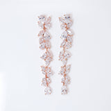 Flower Dangle Crystal/Diamond Earrings, Long Bridal Jewelry, Bridal Earrings, Crystal Bridal Earrings, Statement Earrings Cz