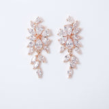 Swarovski Crystal Flower Leaves Earrings, Bridal Jewelry, Bridal Earrings, Crystal Bridal Earrings, Statement Earrings Cz