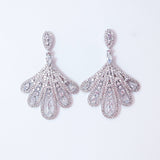 Swarovski Crystal Leaves Drops Peacock Earrings, Bridal Jewelry, Bridal Earrings, Crystal Bridal Earrings, Statement Earrings Cz