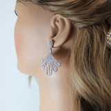 Swarovski Crystal Leaves Drops Peacock Earrings, Bridal Jewelry, Bridal Earrings, Crystal Bridal Earrings, Statement Earrings Cz