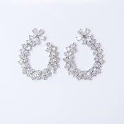 Swarovski Crystal Flower Circle Drops stud Earrings, Bridal Stud Earrings, Crystal Bridal Earrings, Statement Earrings Cz