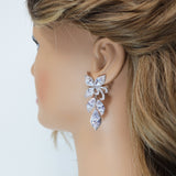Swarovski Crystal Enchanted Floral Vine Leaves Earrings, Bridal Jewelry, Bridal Earrings, Crystal Bridal Earrings, Statement Earrings Cz