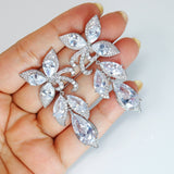 Swarovski Crystal Enchanted Floral Vine Leaves Earrings, Bridal Jewelry, Bridal Earrings, Crystal Bridal Earrings, Statement Earrings Cz