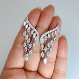 Swarovski Crystal Bride Wings Long stud Earrings, Bridal Stud Earrings, Crystal Bridal Earrings, Statement Earrings Cz
