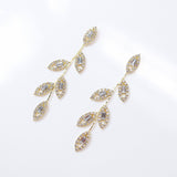 Swarovski Crystal Vine Leaves Earrings, Long Bridal Jewelry, Bridal Earrings And Necklace, Statement Earrings Cz .