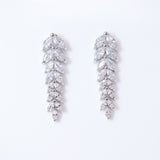 Cubic Zirconia Leaves Crystal/Diamond Earrings, Long Bridal Jewelry, Bridal Earrings, Crystal Bridal Earrings, Statement Earrings Cz