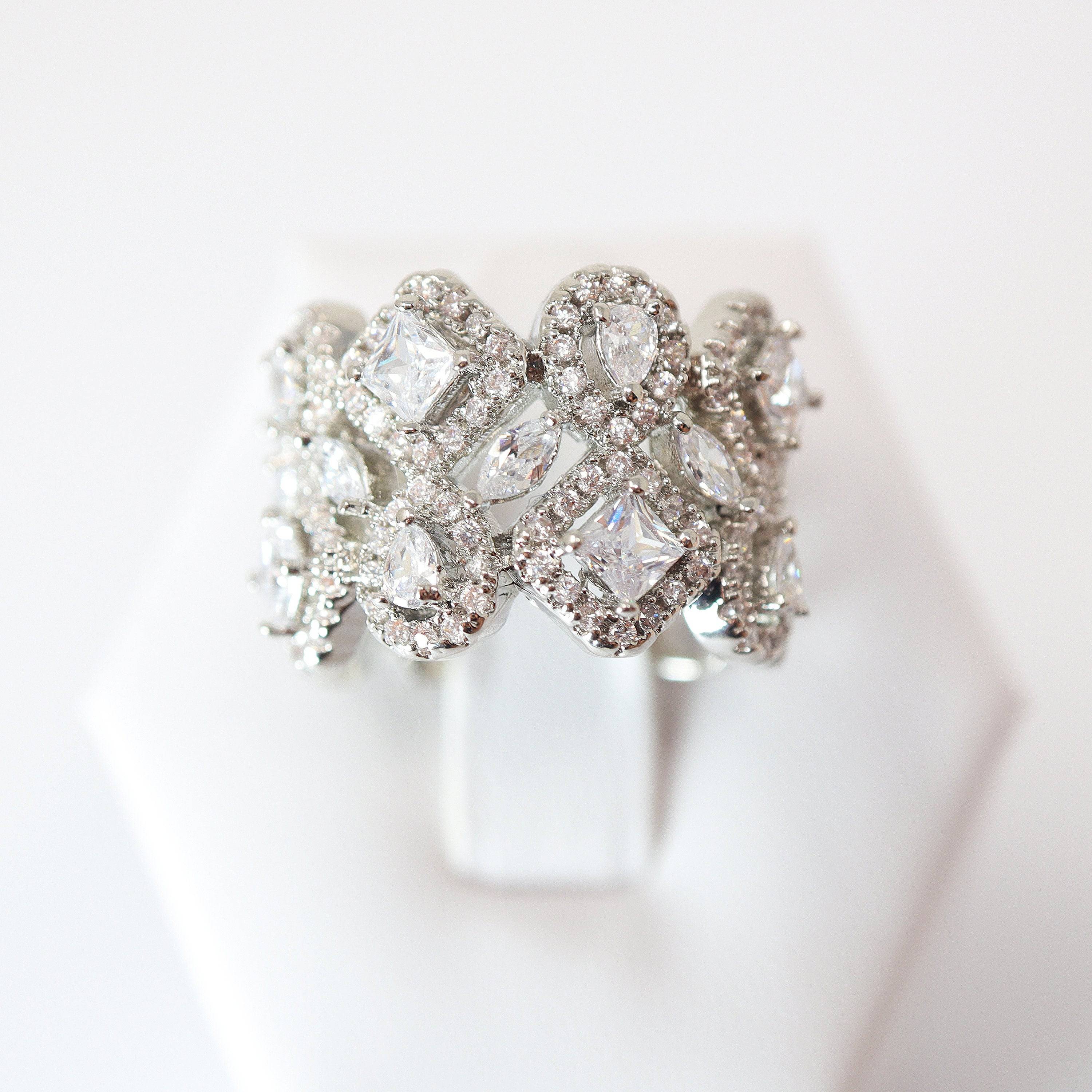 CZ Shiny Garden Statement Ring, Engagement Ring, Promise Ring For a Friend, Friendship ring.