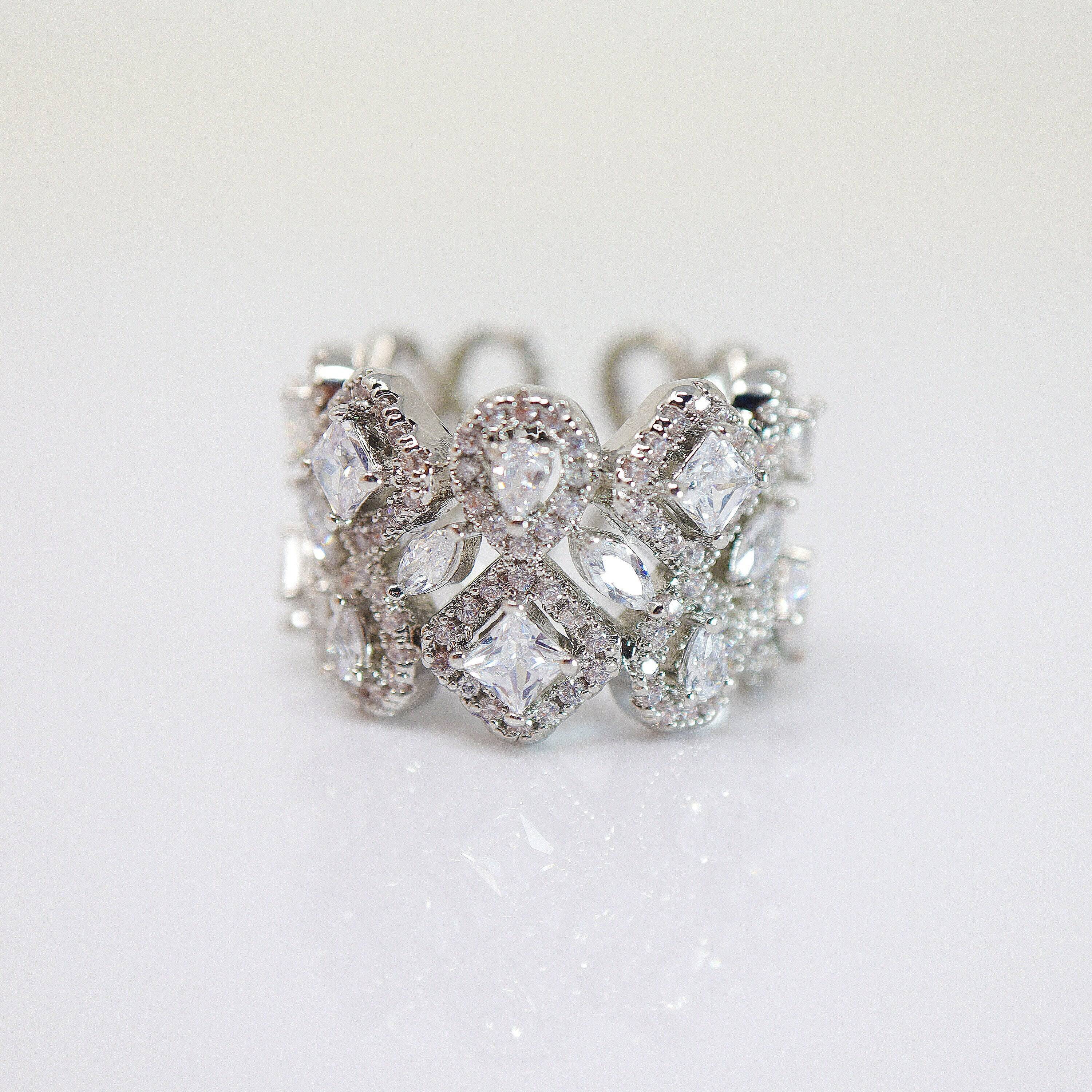 CZ Shiny Garden Statement Ring, Engagement Ring, Promise Ring For a Friend, Friendship ring.