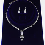 Swarovski Queens Treasure Necklace set, Long Bridal Jewelry, Bridal Earrings And Necklace, Statement Earrings Cz Necklace Set.