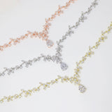 Swarovski Crystal Floral Leaves Diamond/Crystal Necklace, Bridal Necklace Set, Bridal Jewelry, Statement Necklace